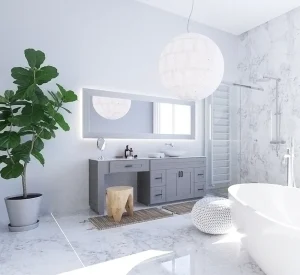 Sophisticated gray bathroom vanity by Cabinet EZ, complementing the vanity styles in Washington D.C.