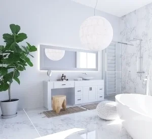 Elegant white bathroom vanity by Cabinet EZ, catering to the Washington D.C. vanity styles.