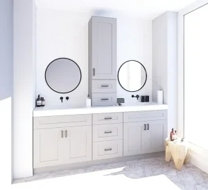 Versatile gray bathroom vanity from Cabinet EZ, ideal for custom bathroom vanity designs in Washington D.C.