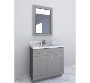 Cabinet EZ's elegant gray bathroom vanity showcased in our Clinton, MD location.