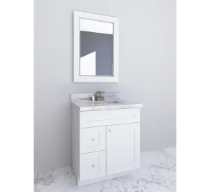 Cabinet EZ's white bathroom vanity, a top choice for bathroom vanity remodeling in Maryland.