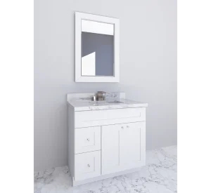 Eco-friendly white bathroom vanity by Cabinet EZ, contributing to sustainable homes in Waldorf.