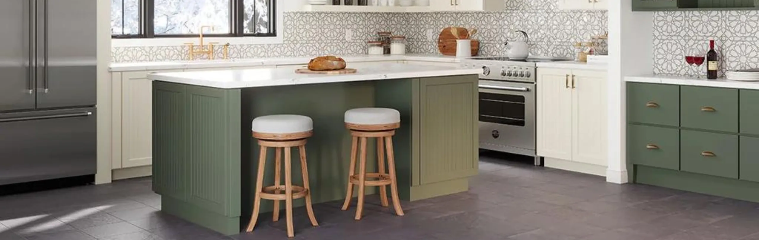 Stunning Waypoint kitchen with shaker-style cabinets by CabinetEZ, Clinton, MD.