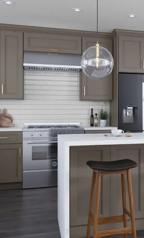 Two-tone Fabuwood cabinetry from CabinetEZ, Clinton, MD.