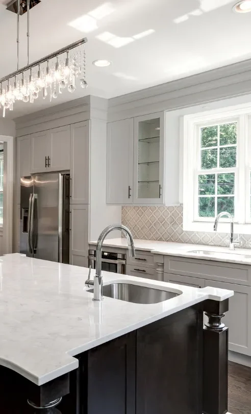 Installed Allure/Galaxy/Nickel Kitchen Cabinets showcasing kitchen cabinet trends in the Washington, D.C. area.