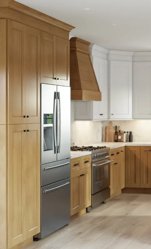 Installed Allure/Galaxy/Timber Kitchen Cabinets reflecting kitchen cabinet trends in the Washington, D.C. area.