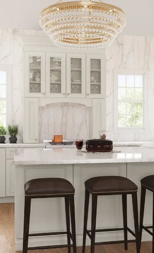 Installed Allure/Imperio/Dove Kitchen Cabinets exemplifying kitchen cabinet trends in the Washington, D.C. area.