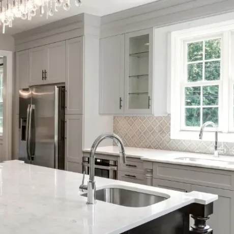 Installed Allure/Galaxy/Nickel Kitchen Cabinets showcasing kitchen cabinet trends in the Washington, D.C. area.